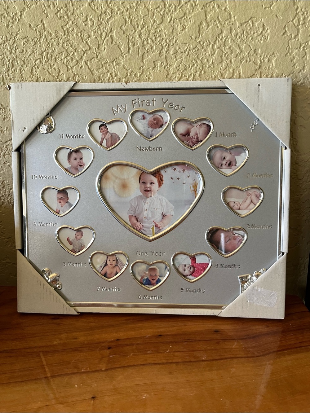 “My First Year” Baby Photo Frame Collage - Silver/Gold Finish
